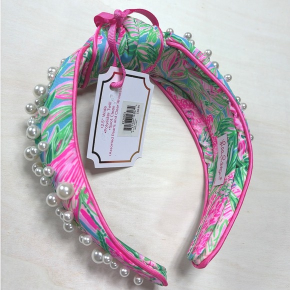 Lilly Pulitzer Coming In Hot Pearl Embellished Knotted Headband Pink Floral main image 4